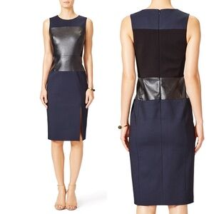4.Collective Faux Leather Sleeveless Two Tone Martin Sheath Dress Navy Sz 6